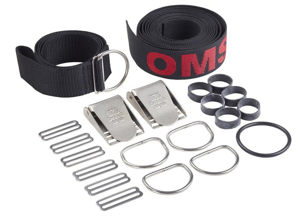 OMS -  Webbing für DIR Harness, inklusive Edestahl Hardware und Schrittgurt (schwarz / grau)