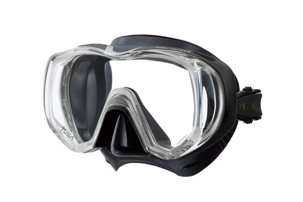 TUSA - TRI-QUEST Maske, extrem weites Sichtfeld, tolle Passform, Komplett Schwarz