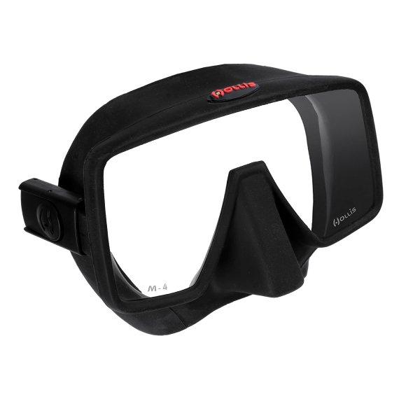 HOLLIS M4 - Rahmenlose Maske aus Silikon, Einglas, Schwarz, geringes Innenvolumen