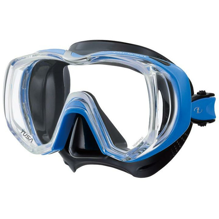 TUSA - TRI-QUEST Maske, extrem weites Sichtfeld, tolle Passform, Schwarz / Fishtail Blue Blau