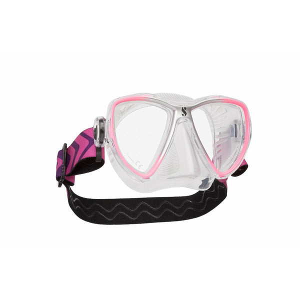 SCUBAPRO - SYNERGY MINI MASKE, Tauchmaske für schmale Gesichter, Transparent / Pink - Silber