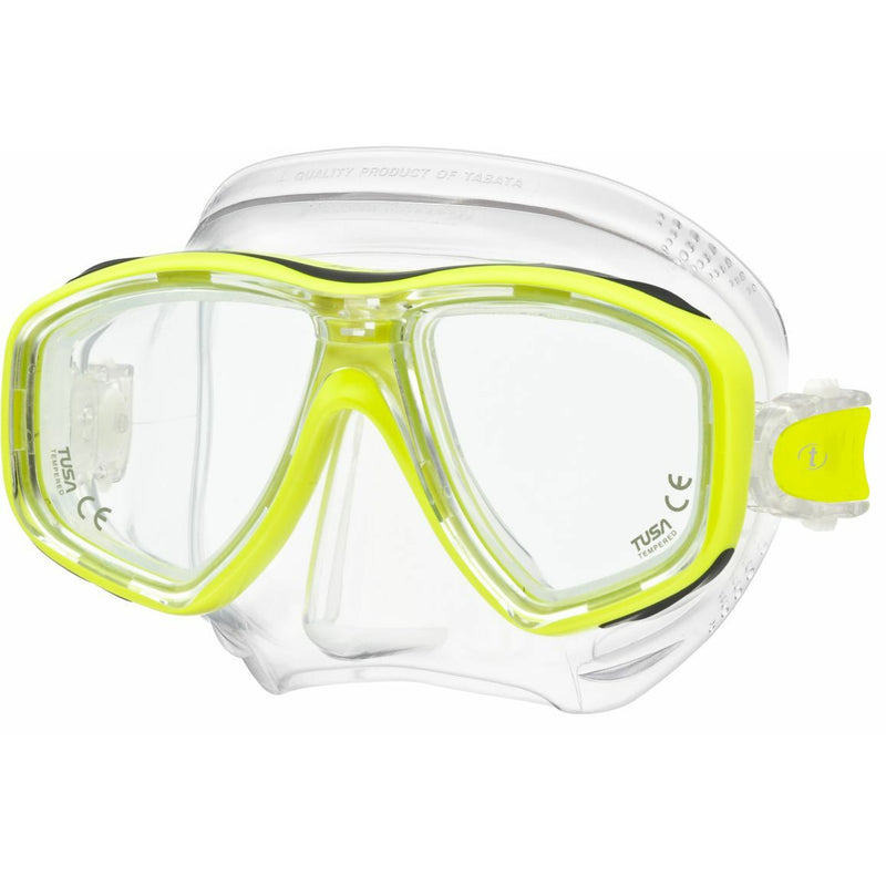 TUSA - Freedom CEOS - Tauchermaske, Zweiglasmaske, auch für optische Gläser & Lesegläser, Transparent / Gelb