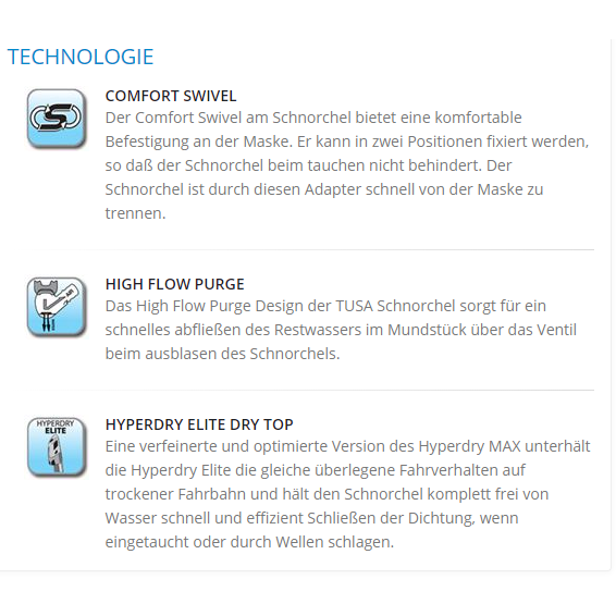 TUSA - HYPERDRY ELITE II - Profi Trocken Schnorchel mit Hyperdry Elite System & Comfort Swivel, Klar / Transparent
