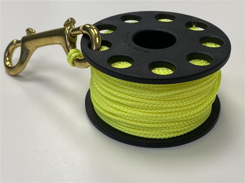 AQUATEC - Spool aus Kunststoff, Spule mit Doppel-Ender und 30m Leine in gelb