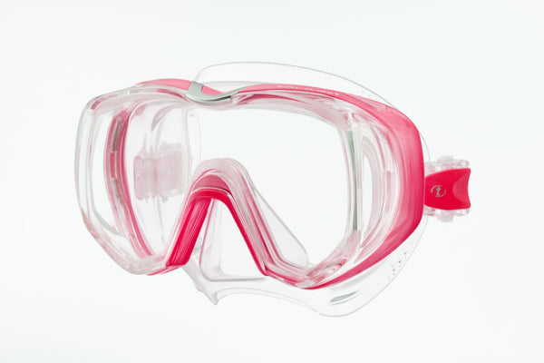 TUSA - TRI-QUEST Maske, extrem weites Sichtfeld, tolle Passform, Transparent / Pink