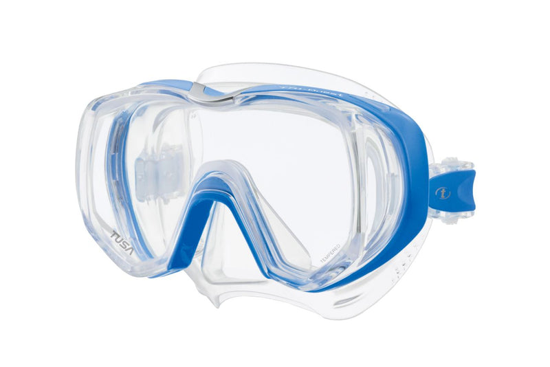 TUSA - TRI-QUEST Maske, extrem weites Sichtfeld, tolle Passform, Transparent / Fishtail Blue Blau