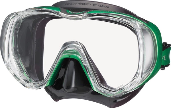 TUSA - TRI-QUEST Maske, extrem weites Sichtfeld, tolle Passform, Schwarz / Energy Green Grün