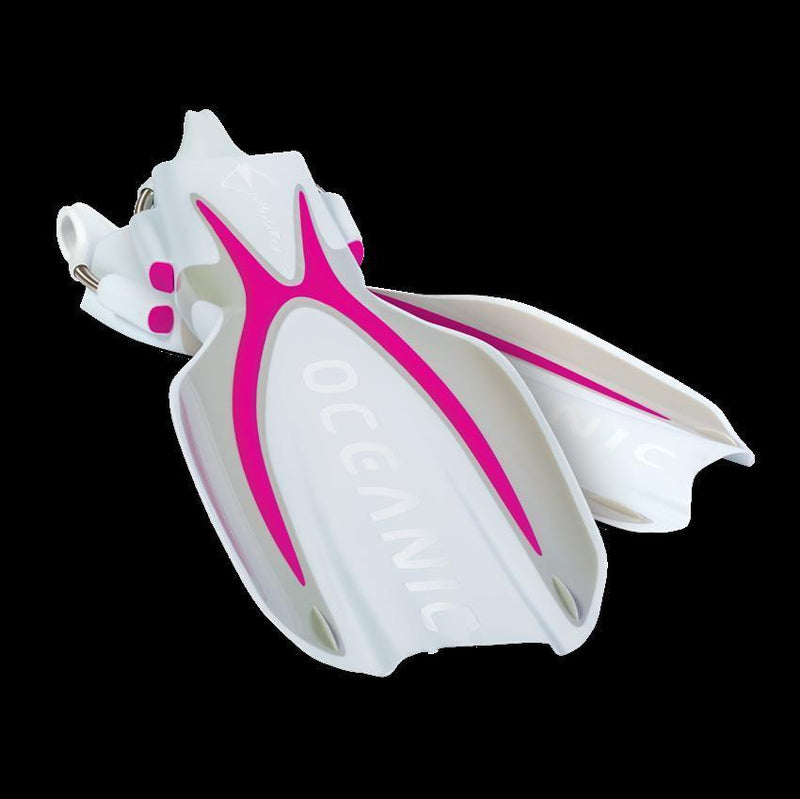 OCEANIC - Manta Ray Flosse mit Spring Straps - Geräteflosse in Pink / Weiß